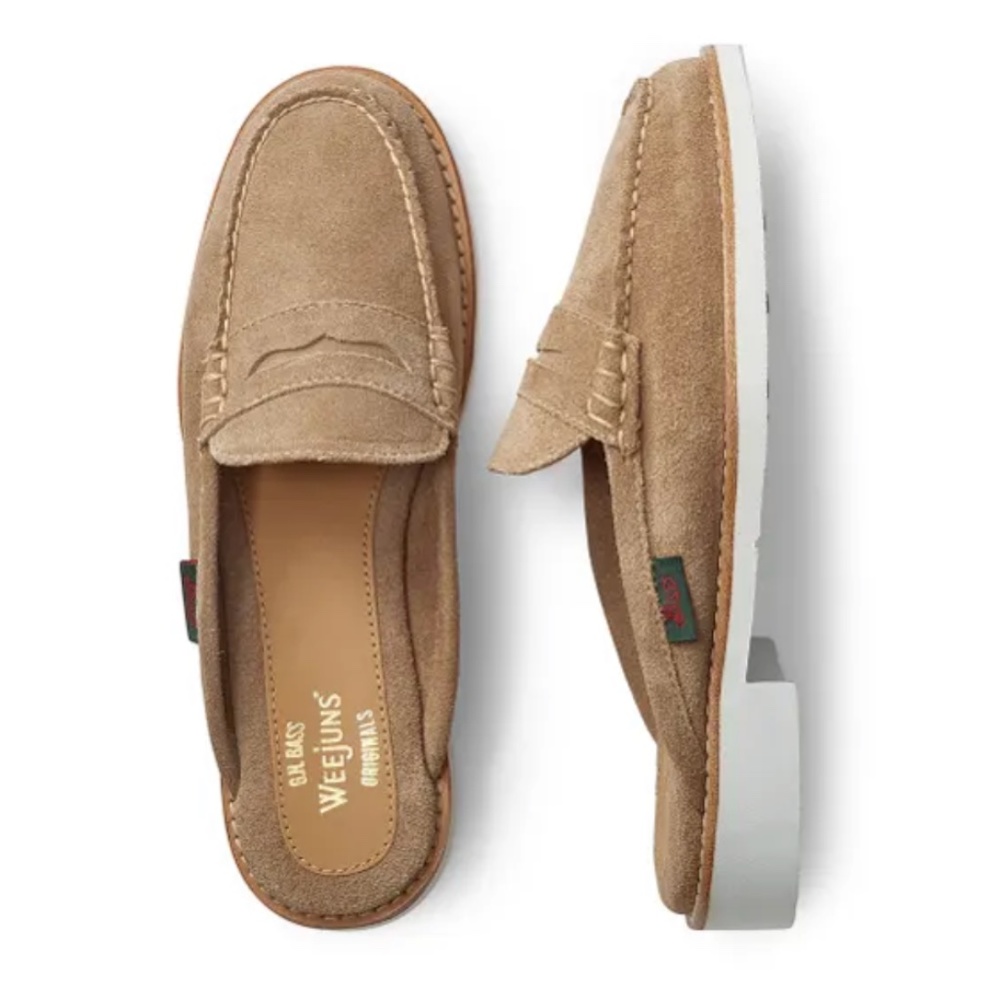 G.H. Bass & Co. Tan Suede Penny Loafers with White Platform
